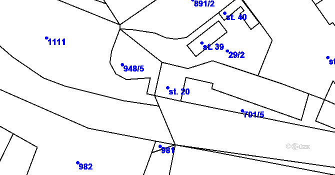 Parcela st. 20 v KÚ Buček, Katastrální mapa