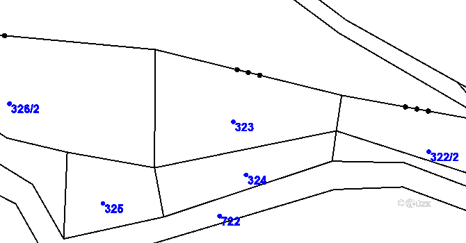Parcela st. 323 v KÚ Buček, Katastrální mapa