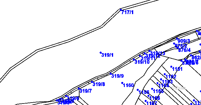 Parcela st. 319/1 v KÚ Buček, Katastrální mapa