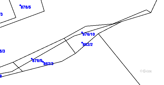 Parcela st. 862/2 v KÚ Buček, Katastrální mapa