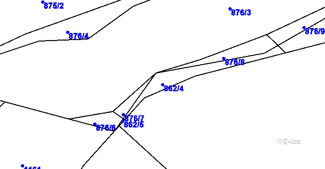 Parcela st. 862/4 v KÚ Buček, Katastrální mapa