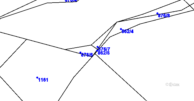 Parcela st. 862/5 v KÚ Buček, Katastrální mapa