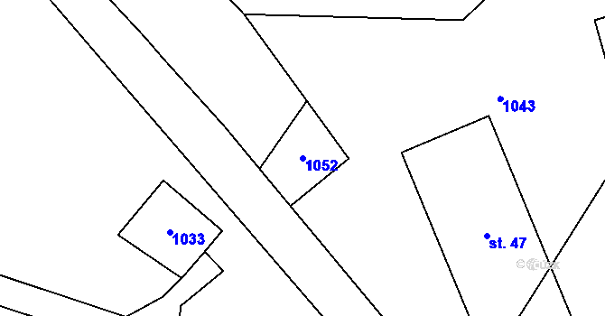 Parcela st. 1052 v KÚ Buček, Katastrální mapa