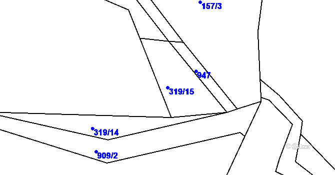 Parcela st. 319/15 v KÚ Buček, Katastrální mapa