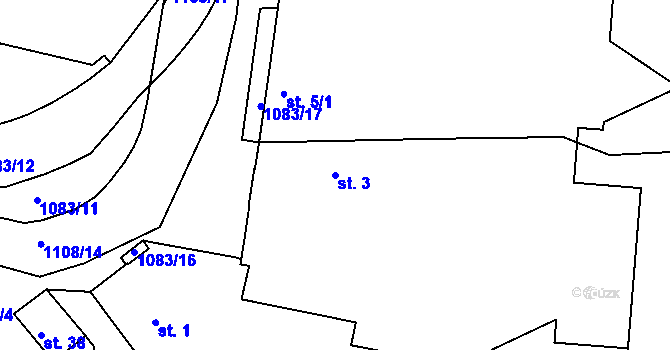 Parcela st. 3 v KÚ Černíkovice u Dřevce, Katastrální mapa