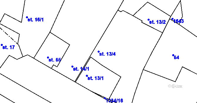 Parcela st. 13/4 v KÚ Dřevec, Katastrální mapa