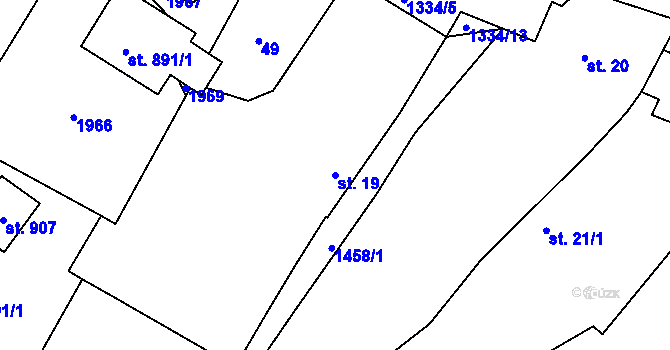 Parcela st. 19 v KÚ Dřevec, Katastrální mapa