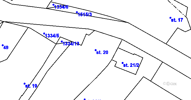 Parcela st. 20 v KÚ Dřevec, Katastrální mapa