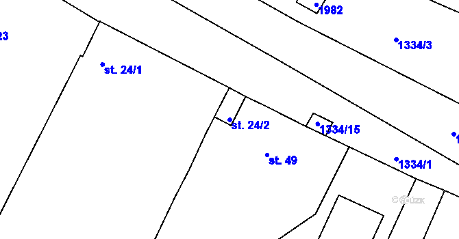 Parcela st. 24/2 v KÚ Dřevec, Katastrální mapa
