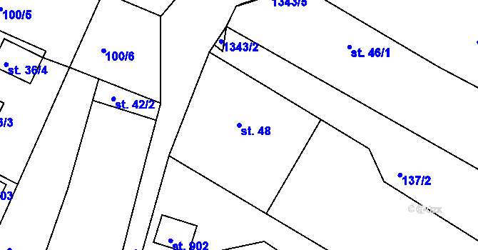 Parcela st. 48 v KÚ Dřevec, Katastrální mapa