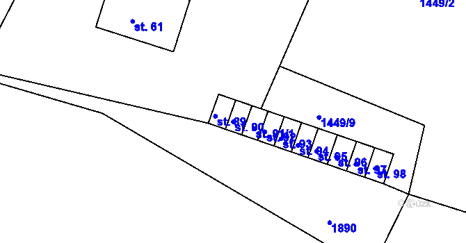 Parcela st. 90 v KÚ Dřevec, Katastrální mapa