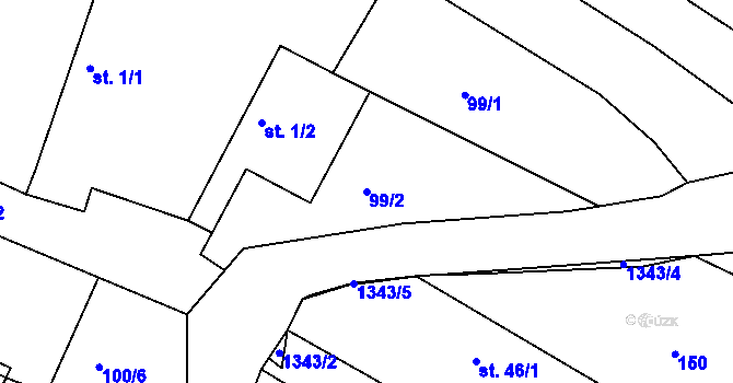 Parcela st. 99/2 v KÚ Dřevec, Katastrální mapa