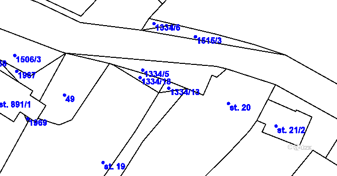 Parcela st. 1334/13 v KÚ Dřevec, Katastrální mapa