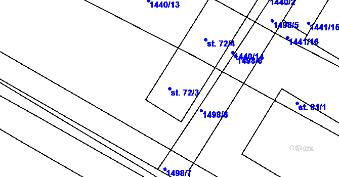 Parcela st. 72/3 v KÚ Dřevec, Katastrální mapa