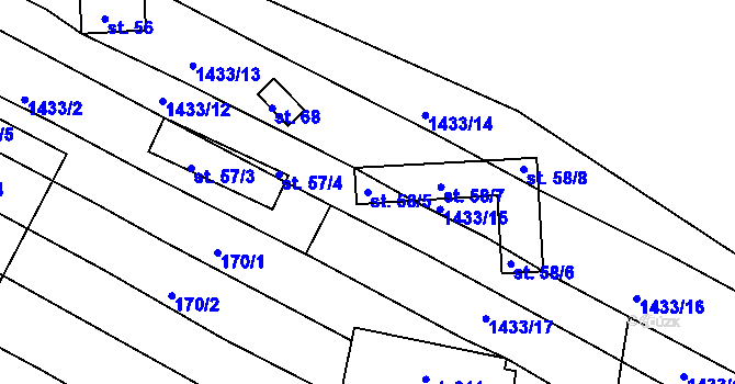Parcela st. 58/5 v KÚ Dřevec, Katastrální mapa