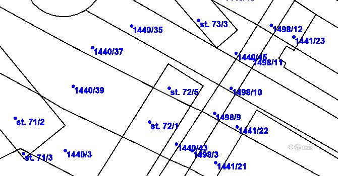 Parcela st. 72/5 v KÚ Dřevec, Katastrální mapa