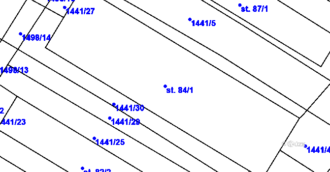 Parcela st. 84/1 v KÚ Dřevec, Katastrální mapa