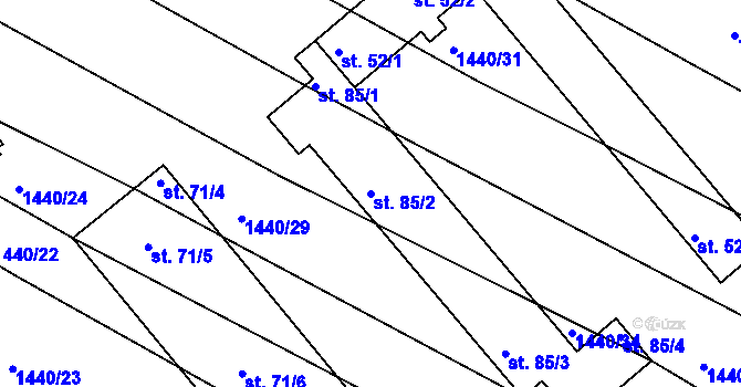 Parcela st. 85/2 v KÚ Dřevec, Katastrální mapa