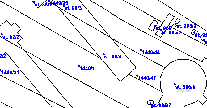 Parcela st. 86/4 v KÚ Dřevec, Katastrální mapa
