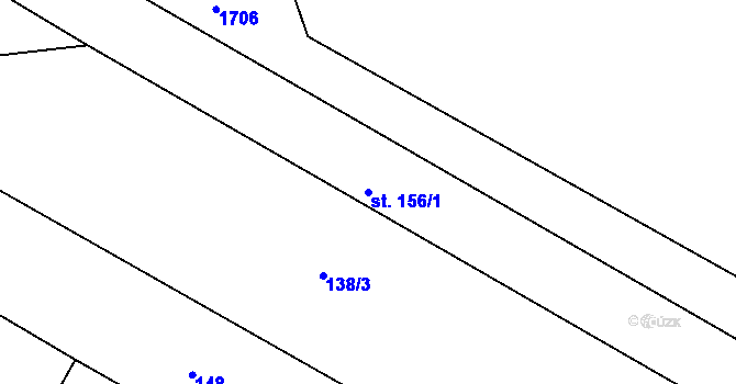 Parcela st. 156/1 v KÚ Dřevec, Katastrální mapa