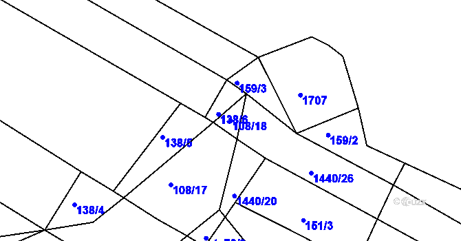 Parcela st. 108/18 v KÚ Dřevec, Katastrální mapa