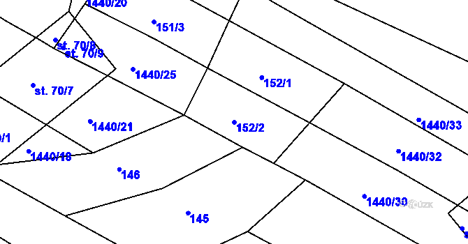 Parcela st. 152/2 v KÚ Dřevec, Katastrální mapa