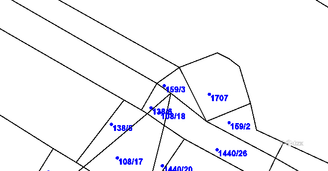 Parcela st. 159/3 v KÚ Dřevec, Katastrální mapa