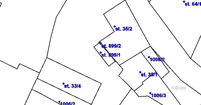 Parcela st. 899/1 v KÚ Dřevec, Katastrální mapa