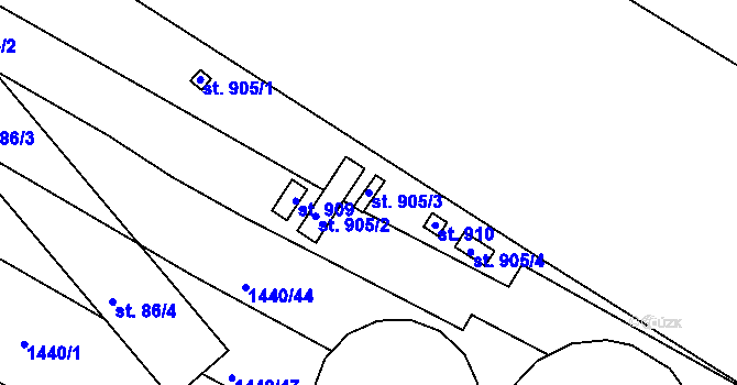 Parcela st. 905/3 v KÚ Dřevec, Katastrální mapa