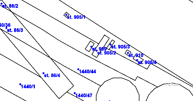 Parcela st. 905/2 v KÚ Dřevec, Katastrální mapa