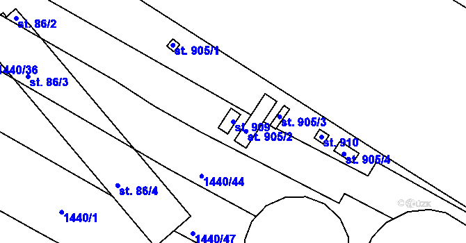 Parcela st. 909 v KÚ Dřevec, Katastrální mapa