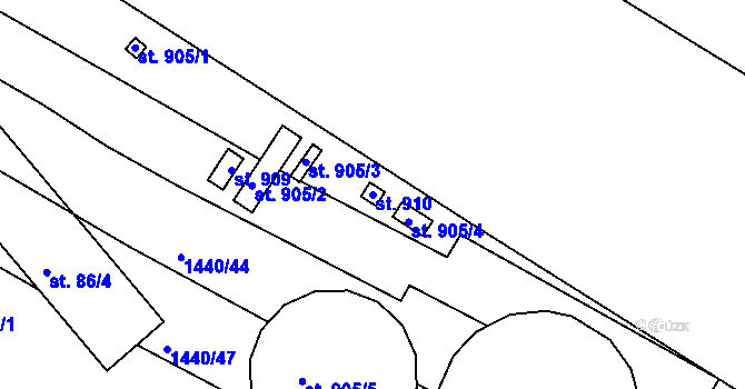 Parcela st. 910 v KÚ Dřevec, Katastrální mapa