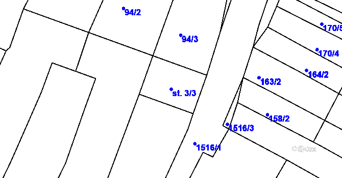 Parcela st. 3/3 v KÚ Dřevec, Katastrální mapa