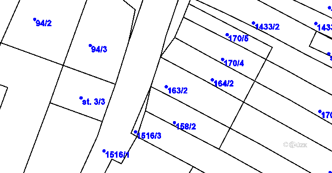 Parcela st. 163/2 v KÚ Dřevec, Katastrální mapa