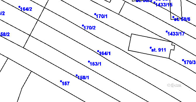 Parcela st. 164/1 v KÚ Dřevec, Katastrální mapa
