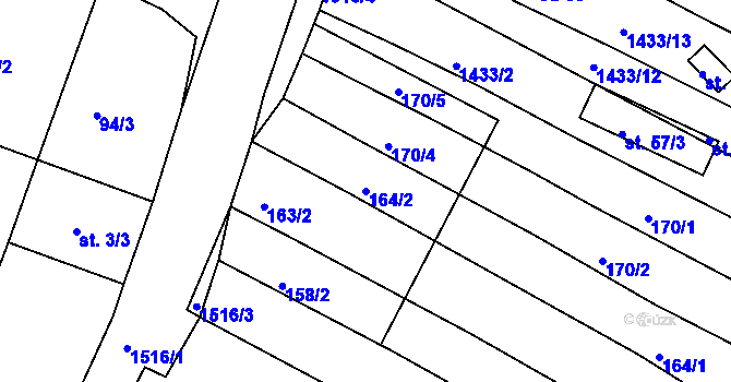 Parcela st. 164/2 v KÚ Dřevec, Katastrální mapa