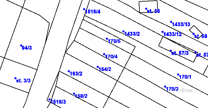 Parcela st. 170/4 v KÚ Dřevec, Katastrální mapa
