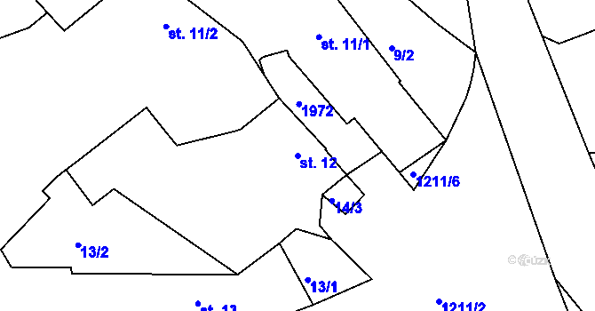 Parcela st. 12 v KÚ Hodyně u Dřevce, Katastrální mapa