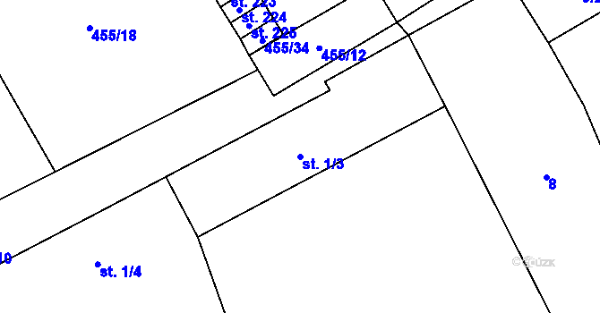 Parcela st. 1/3 v KÚ Dřevnovice, Katastrální mapa