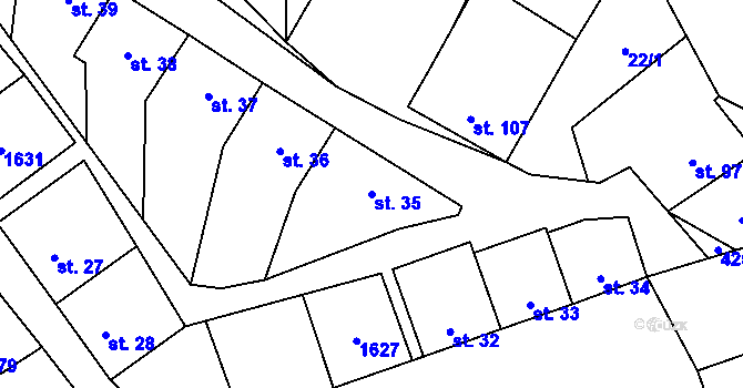 Parcela st. 35 v KÚ Dřevnovice, Katastrální mapa