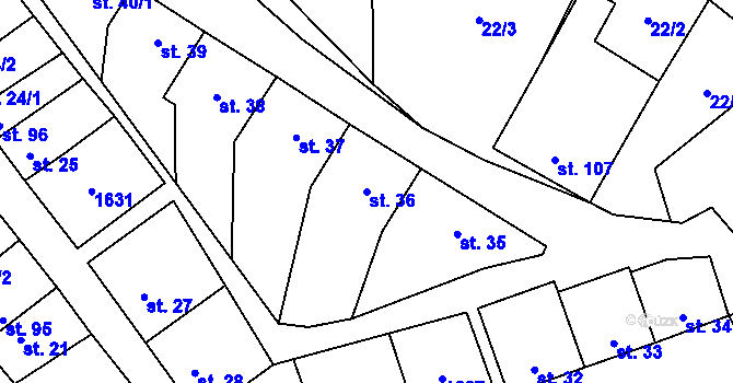 Parcela st. 36 v KÚ Dřevnovice, Katastrální mapa