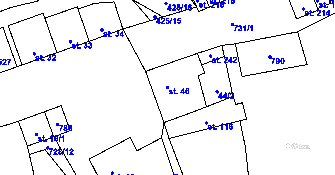 Parcela st. 46 v KÚ Dřevnovice, Katastrální mapa