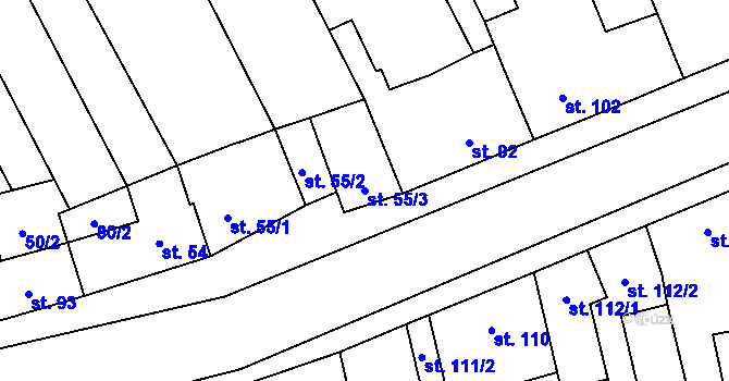 Parcela st. 55/3 v KÚ Dřevnovice, Katastrální mapa