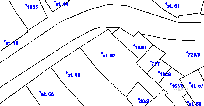 Parcela st. 62 v KÚ Dřevnovice, Katastrální mapa