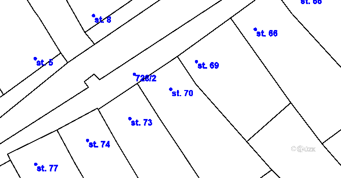 Parcela st. 70 v KÚ Dřevnovice, Katastrální mapa