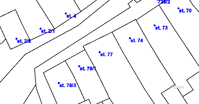 Parcela st. 77 v KÚ Dřevnovice, Katastrální mapa
