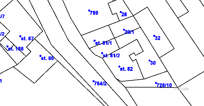 Parcela st. 81/2 v KÚ Dřevnovice, Katastrální mapa