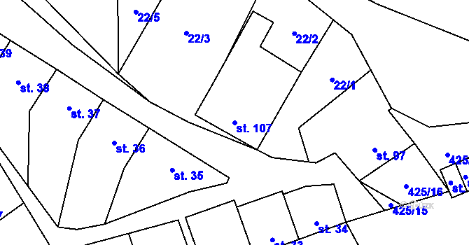Parcela st. 107 v KÚ Dřevnovice, Katastrální mapa