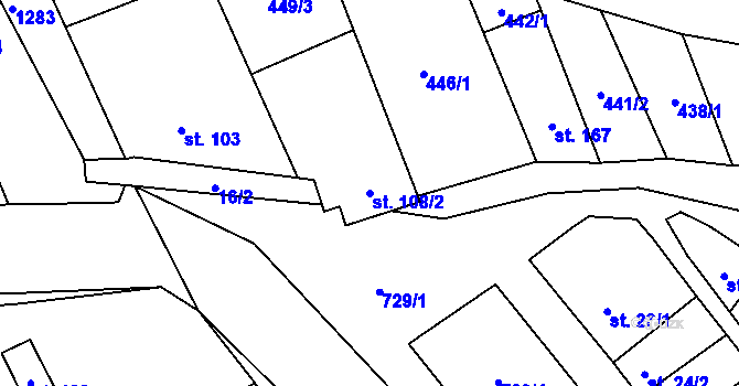 Parcela st. 108/2 v KÚ Dřevnovice, Katastrální mapa