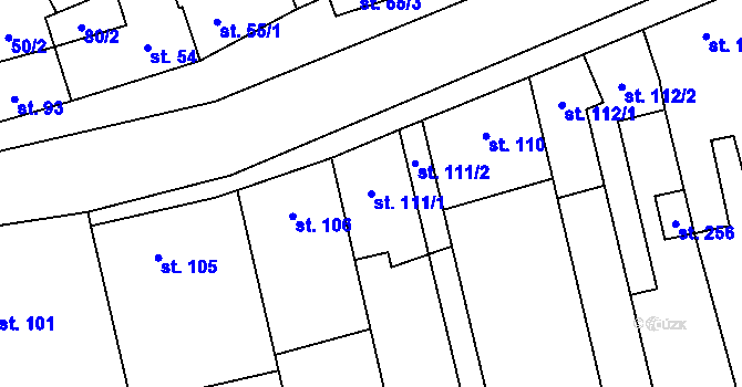 Parcela st. 111/1 v KÚ Dřevnovice, Katastrální mapa